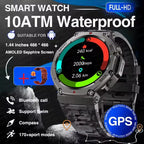2025 New Military Bluetooth Call Smart Watch Built-in GPS Compass Barometric Altimeter 10ATM Waterproof Sports Smartwatches Men