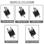 DT3 Data Cable Detection Board Type C USB C Micro USB Cable Tester Detector for Apple IOS Android Fast Quick Charging Lighting