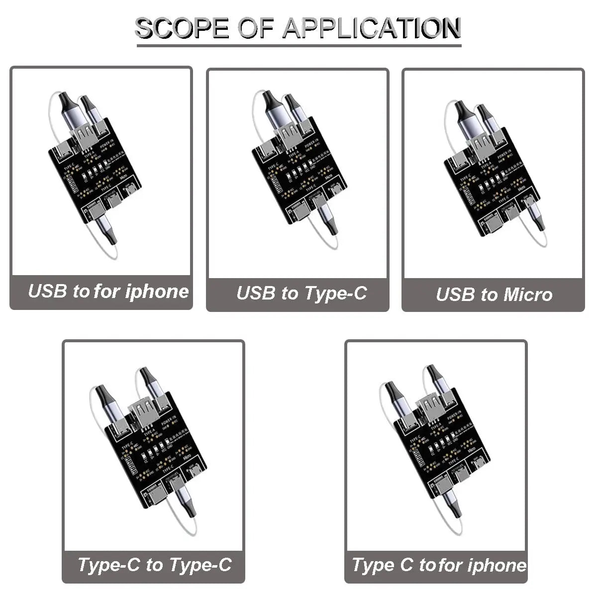 DT3 Data Cable Detection Board Type C USB C Micro USB Cable Tester Detector for Apple IOS Android Fast Quick Charging Lighting