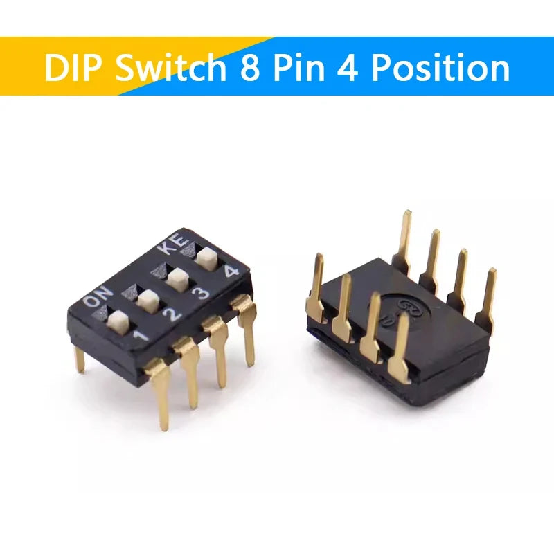 10pcs/lot Slide Type SMT SMD Dip Switch, 2.54mm Pitch 2 Row 4 Pin 2 Position / 8 pin 4 Position / 16 pin 8 Position