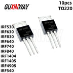 10PCS MOSFET Transistor IRF530N IRF1404 IRF1405 IRF4905 IRF540N IRF630N IRF640 IRF840 TO-220 Field-Effect Transistors