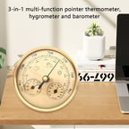 Metal 3 in 1 Barometer Weather Station for Indoor and Outdoor Use Barometer Thermometer Hygrometer with Round Frame