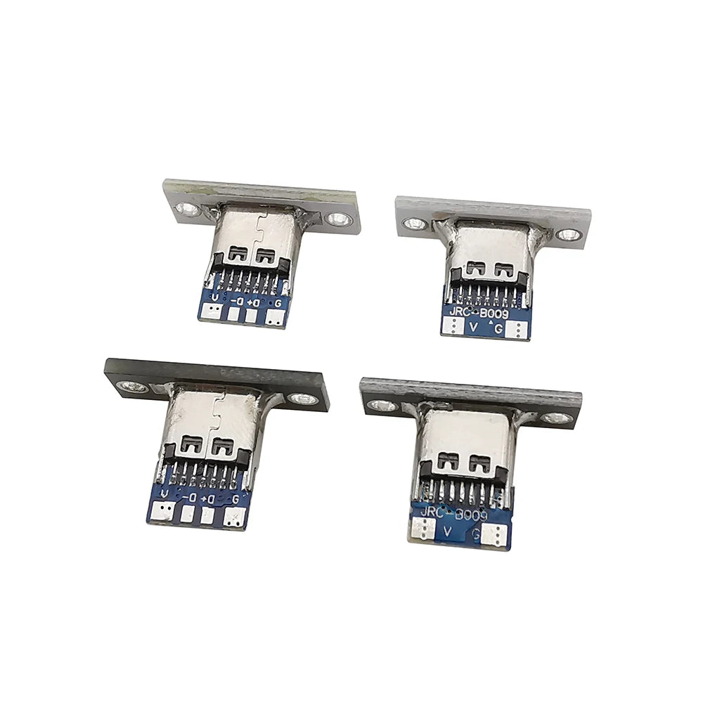 1/2/5Pcs Type C USB 3.1 Jack 2 Pin 4 Pin Female Connector Charging Port DIY USB 3.1 Type C Socket With Screw Fixing Plate
