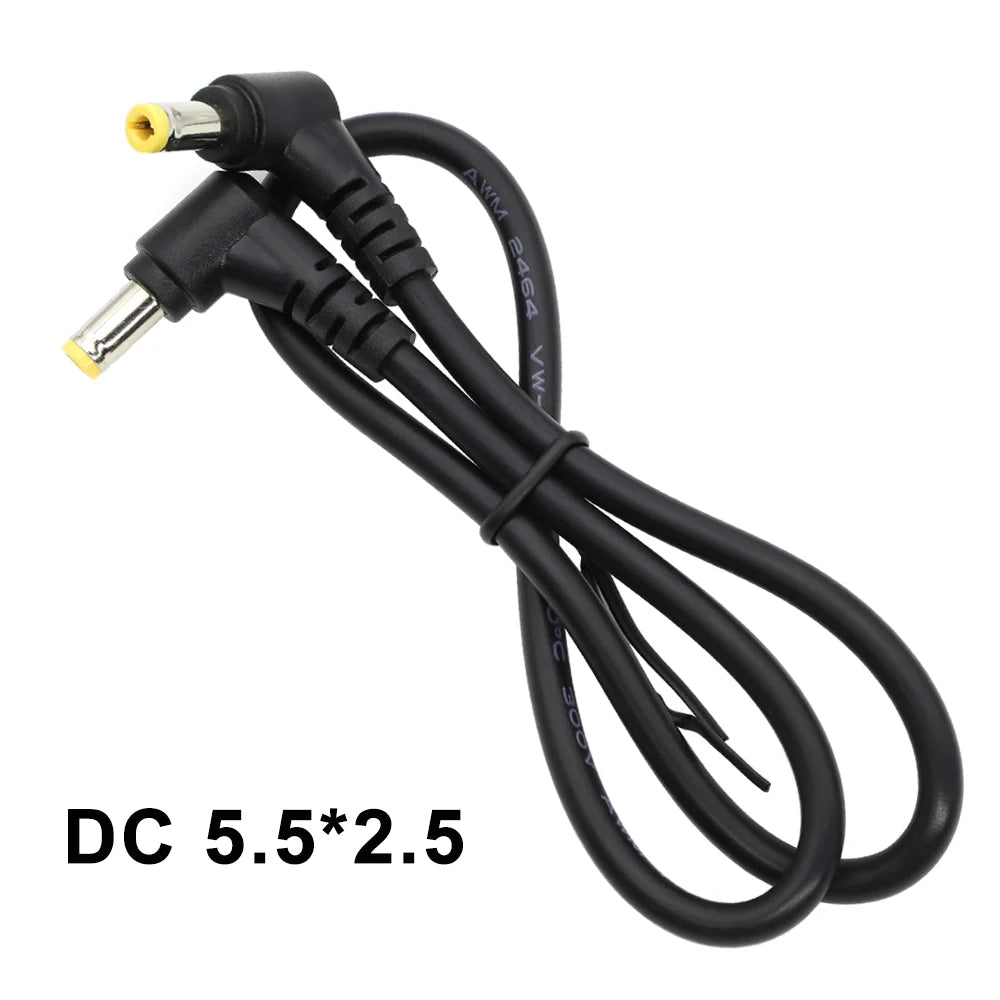 18AWG DC Power Plug 5.5x2.5mm / 5.5*2.1mm Male to Male 90 Right Angel Type Cable Connector 12V 10A Power Extension Cords