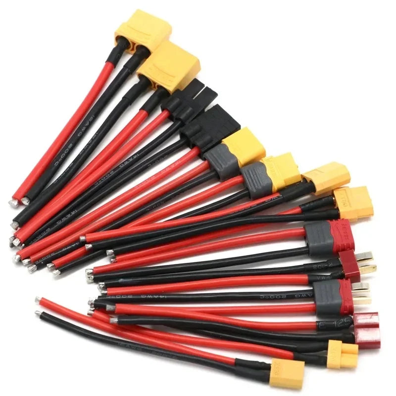 Xt60 Xt30 T Xt90 Mpx Plug Connector Male / Female Connector Plug With 12/14 /16awg Silicone Wire 100mm For Rc Battery Cable
