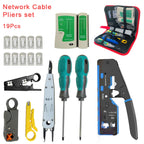 Stripping Crimping Pliers Network Cable Clamp Pliers+Professional Network Cable Tester RJ45 RJ11 RJ12 CAT5 UTP LAN Hand Tool Set