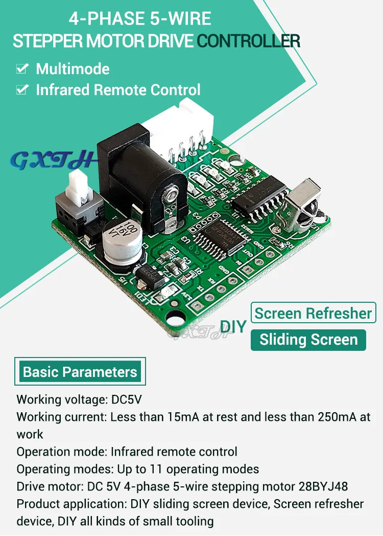 5V 4-Phase 28BYJ48 DC Gear Step Stepper Motor ULN2003 Driver Board ULN2003 PIC MCU DIY Remote Control