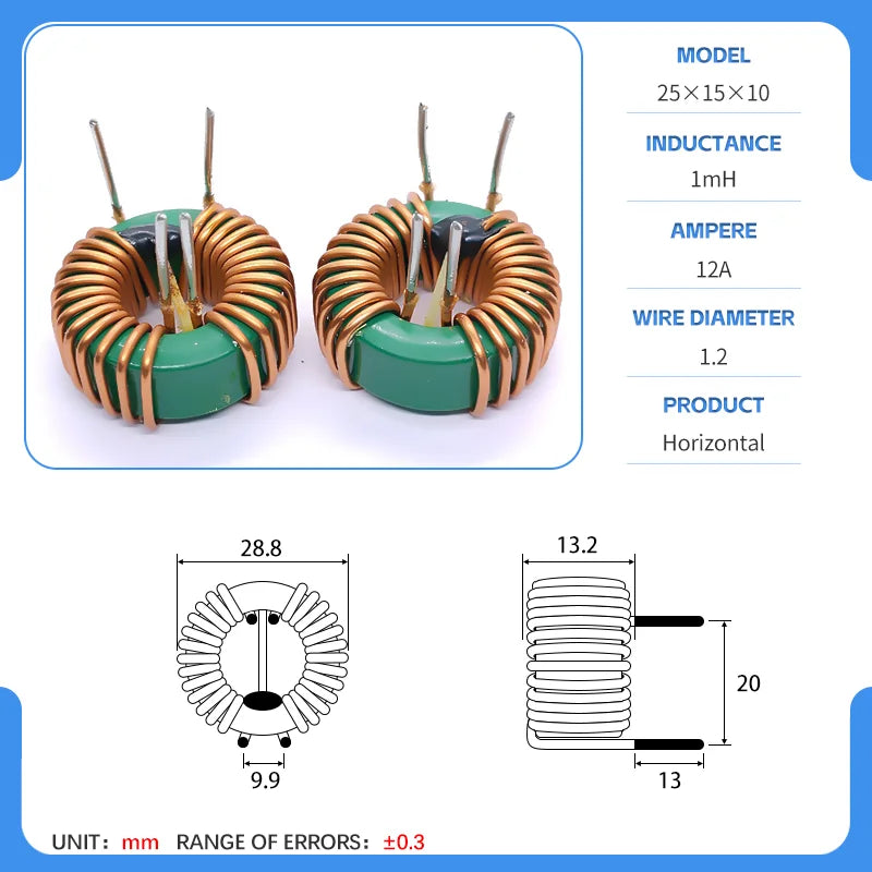 25x15x10 Toroidal Common Mode Inductor Toroidal Choke MnZn Ferrite Power Supply DC Filter Inductor