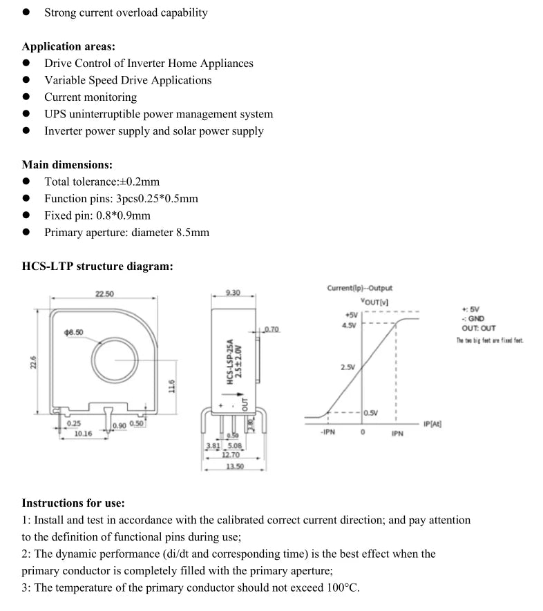HCS-LSP 06A 10A 15A 20A 25A 30A 50A Hall Current Sensor
