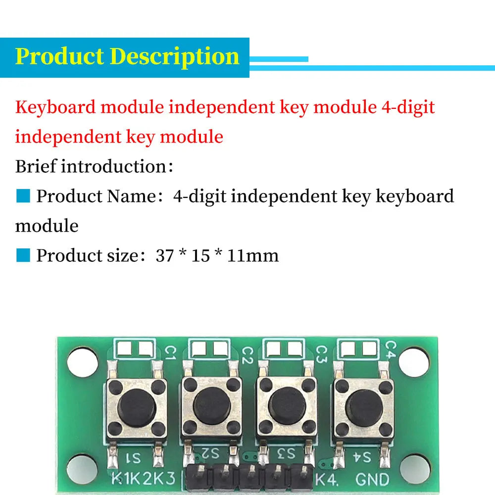 1x4 Single Row 4 Independent Push Button Module Arduino Electronic Experiment Teaching Development Board