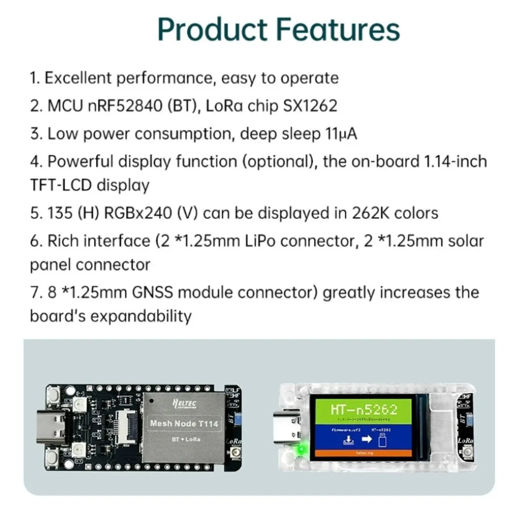 NRF52840 SX1262 LoRa Module T114 Node Dual Core Chip 433 928MHz Frequency Band Meshtastic Compatible for Long Range Communicatio