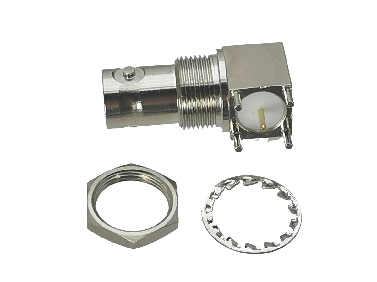 1pcs Connector BNC Jack Female Bulkhead Right Angle Solder PCB Mount Wire Terminals RF Coaxial Adapter New FJP-T1