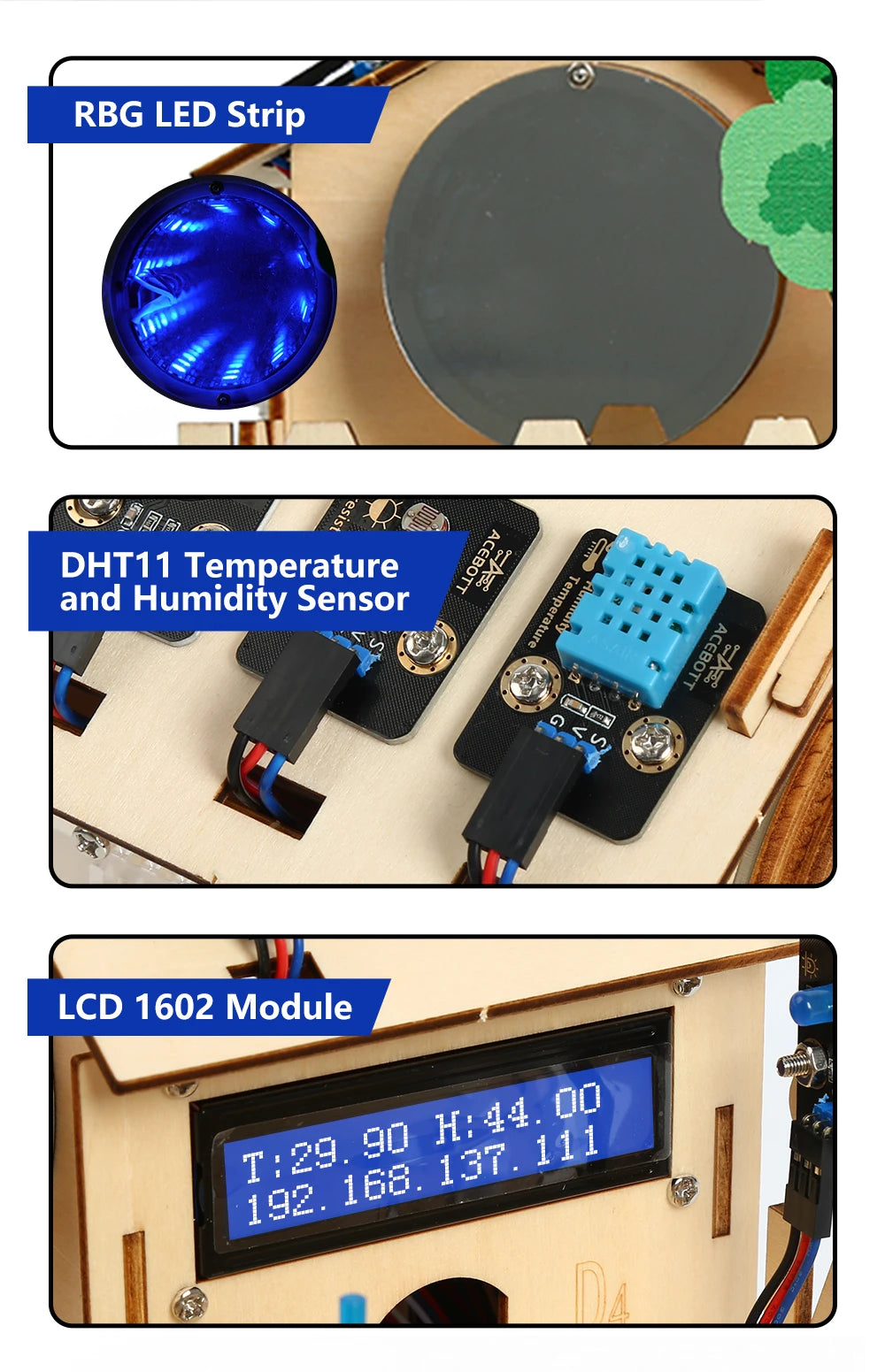 ACEBOTT DIY Smart Home Kit for Arduino Kit Robot Starter Automation Projects Wooden House Learning Kit for ESP32