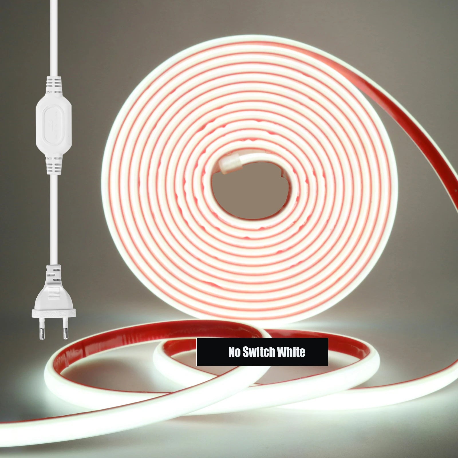 220V Dimmable COB LED Neon Strip Light 288Leds/M IP67 With Switch/Dimmer EU Plug Flexible Adhesive Tape for Home Garden Lighting
