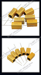 1pcs Gold Aluminum Housed High Power Resistors RX24-5W 0.1R 1R 2 3 4 5 6 8 10 20 47 100 150 200 300 470 Ohm 1K Ohm 10K 100K Ohms