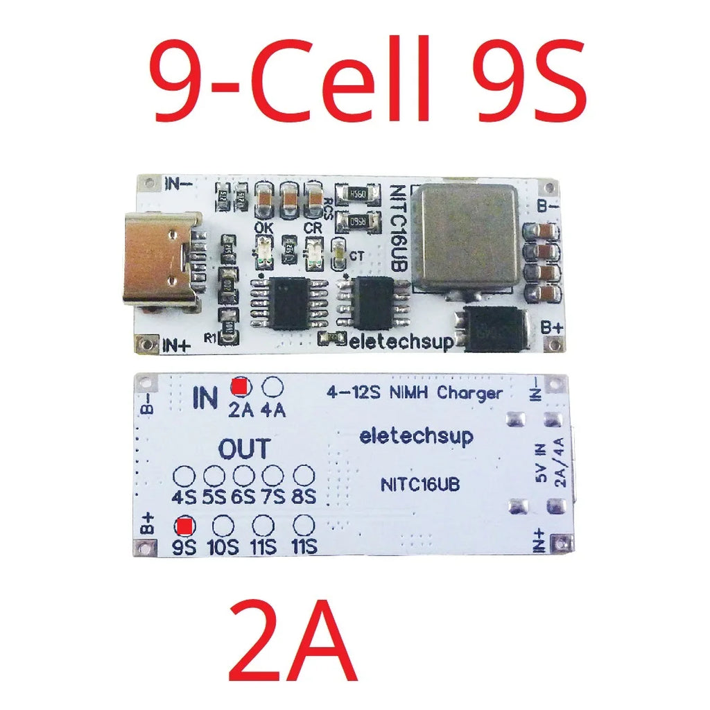 2A/4A 4-12 Cell NIMH Charger Module TYPE-C DC 5V Boost BMS CC/CV NiCd for 4.8V 6V 7.2V 8.4V 9.6V 10.8V 12V 13.2V 14.4V Battery