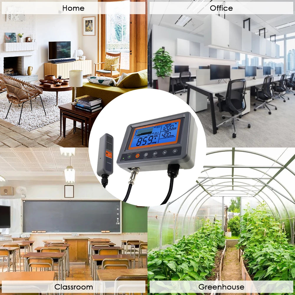 Digital CO2 Carbon Dioxide Monitor Controller Sensor W/ Relay Function NDIR Sensing Probe For Greenhouse Mushroom Farm