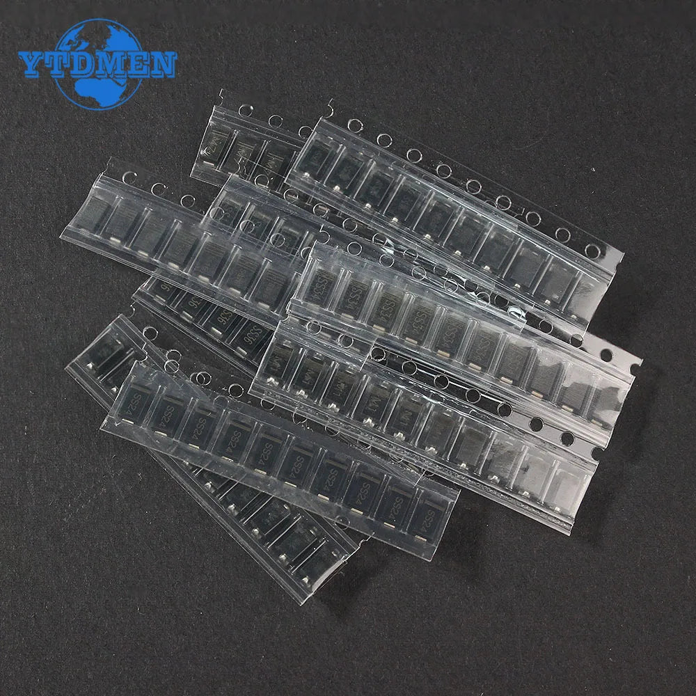 90PCS Rectifier Diode 1N4007 1N4001 1N4004 SS14 SS24 SS34 SS16 SS26 SS36 SMD Schottky Diode Assort Kit