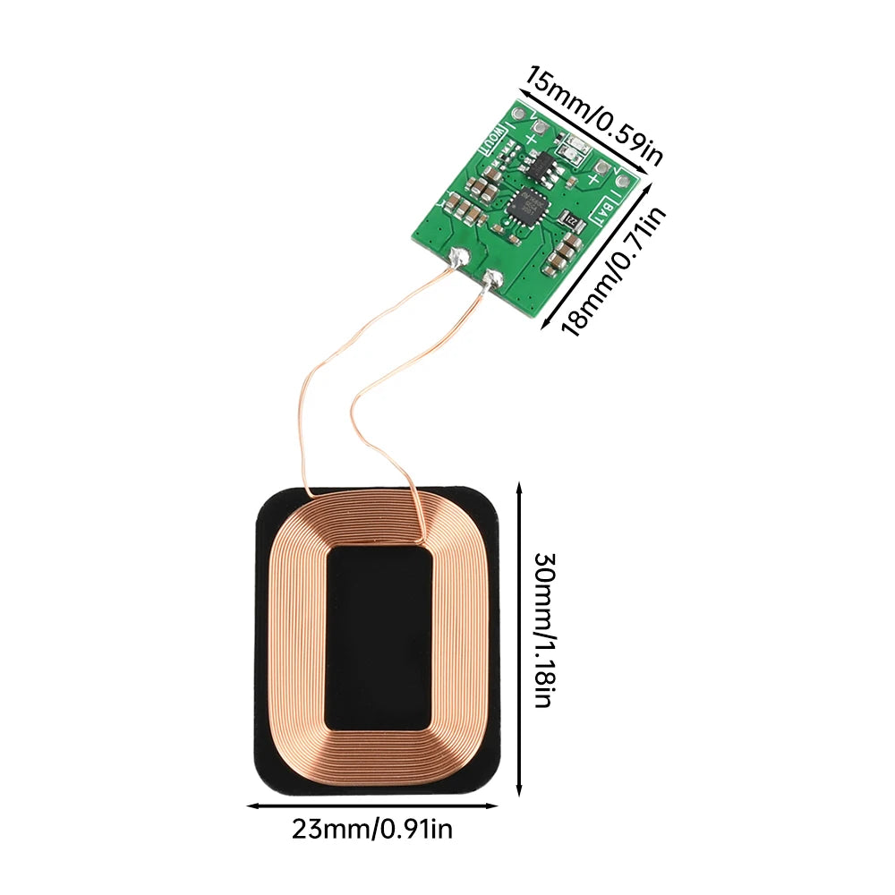 Small Coil Wireless Charging Receiver Module PCBA Built-In 3.7V Lithium Battery Modification Program For DIY Electronic Devices