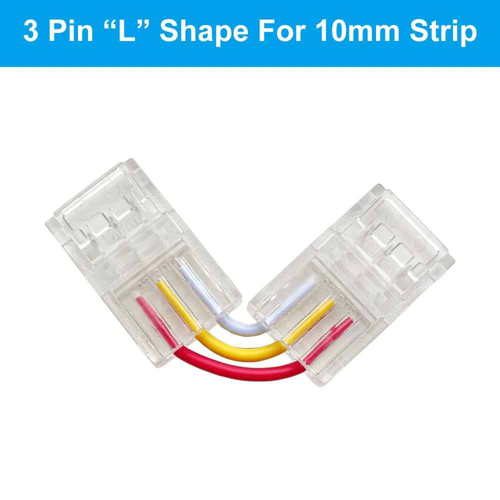 2/3/4/5/6Pin LED Light Strip Corner Connector Transparent Solderless Buckle Board To Board L-Shaped Solderless For RGB RGBW Tape