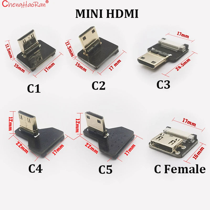1PC Ribbon Flat FPV HDMI-Compatible Connector Flexible Cable Raspberry Pi 4 Micro HDTV To HD/Mini HD Female 90 Degree FFC 20pin