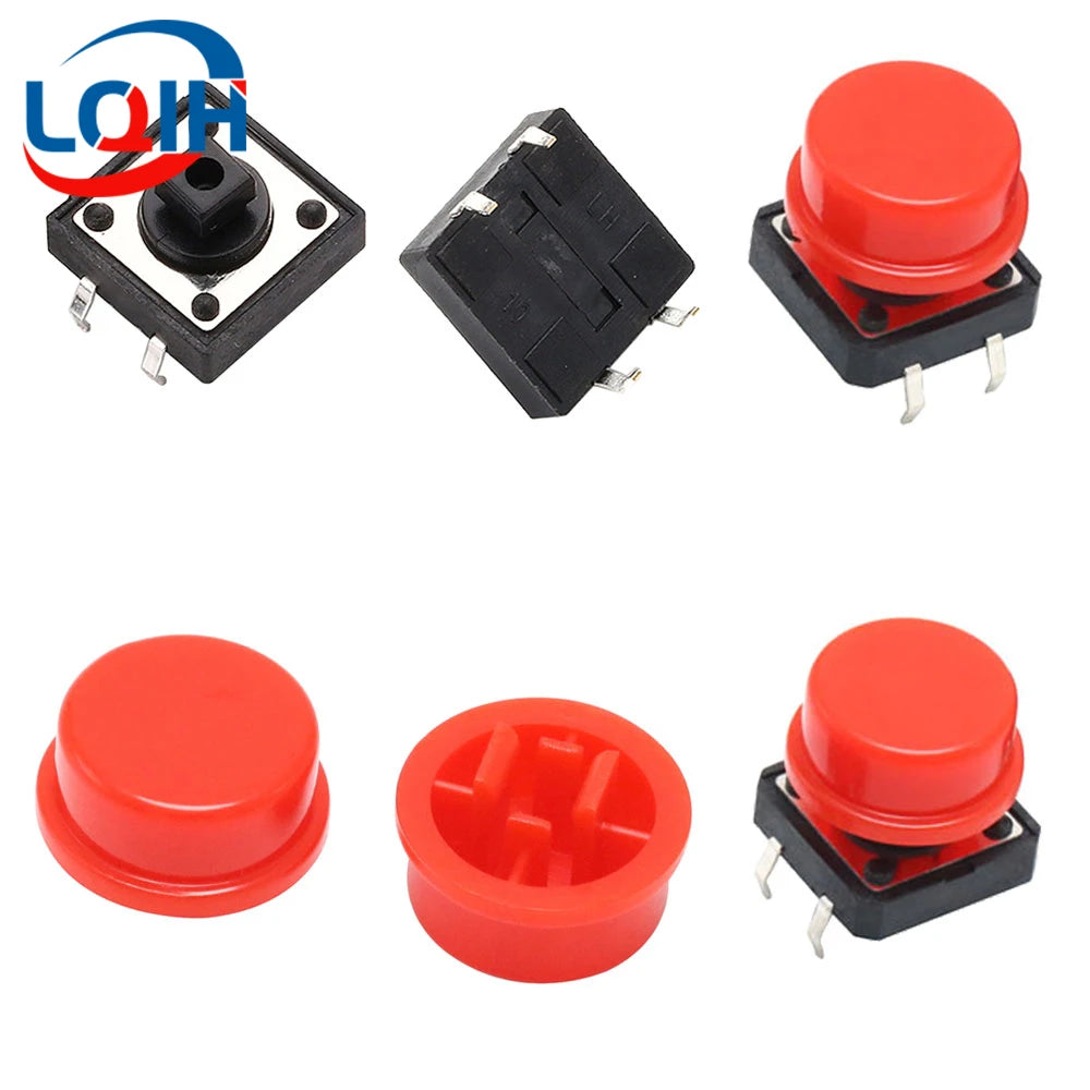 12*12*7.3MM Tactile Push Button Switch Momentary Micro switch button Tact Cap White Black Yellow Blue Red for Arduino Switch