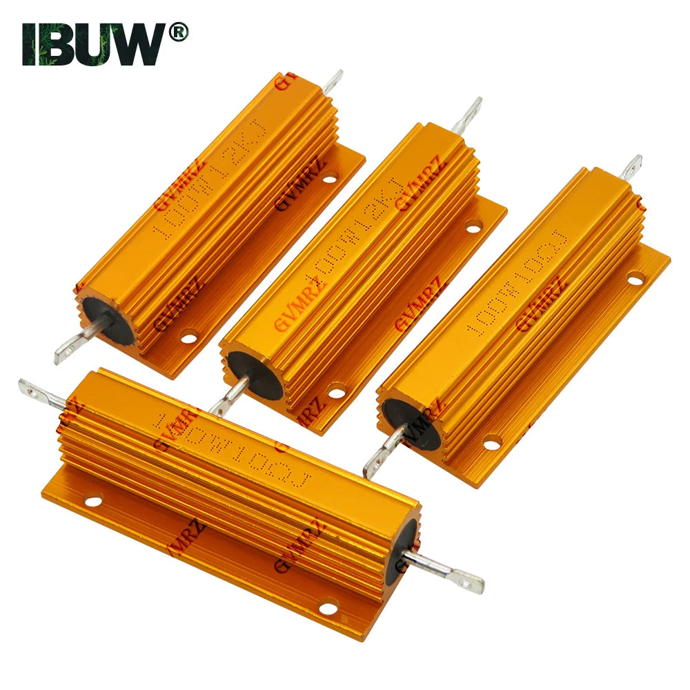 100W Aluminum Housing Power Resistor High Wattage Wirewound Resistor 0.01Ω–150KΩ Assorted Values