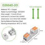 5Pcs DF-2604D Mini Docking Quick Wire Connector Male Female Universal Compact Push-in Butt Conductor Terminal Block 32A 250V