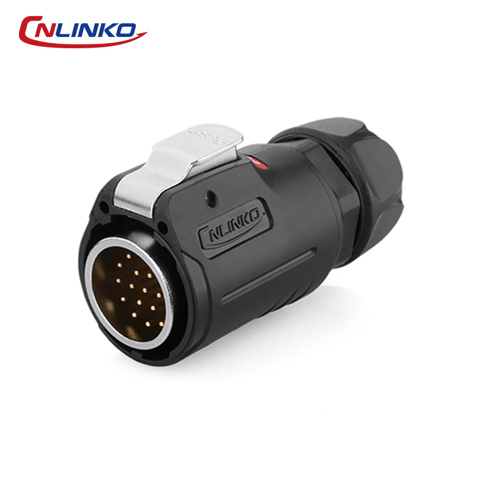 CNLINKO M24 Industrial Power & Signal Connector 2-24 Pin 25A 500V Waterproof IP68 Semi-Metal Solder Type Single-Hole Mount