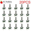 20PCS RK097 Potentiometer Vertical Single Link  B2K 5K 10K 20K 50K 100K 500K 1M Ohm 15mm Gearless 3Pin