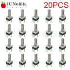 20PCS RK097 Potentiometer Vertical Single Link  B2K 5K 10K 20K 50K 100K 500K 1M Ohm 15mm Gearless 3Pin