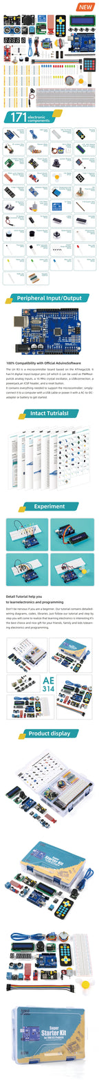 KUONGSHUN Super Starter Kit Including Breadboard 1602 IIC Jumper Wire Set R3 for Arduino UNO with Tutorial