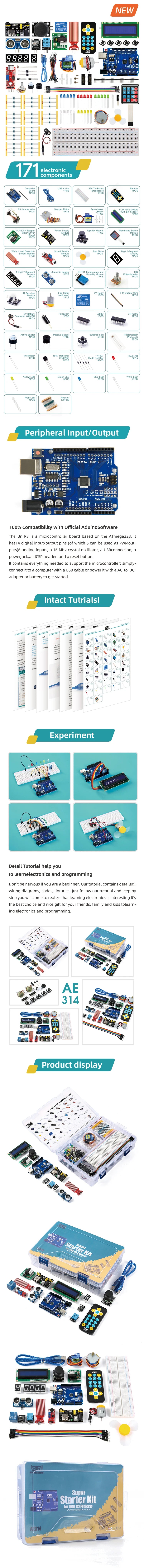 KUONGSHUN Super Starter Kit Including Breadboard 1602 IIC Jumper Wire Set R3 for Arduino UNO with Tutorial
