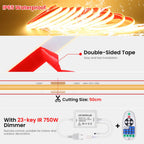 Dimmable COB LED Neon Light Strip Remote Power Kit Wifi Bluetooth Wall Touch 220V 23key Controller 288LEDs/m IP65 Flexible Lamp