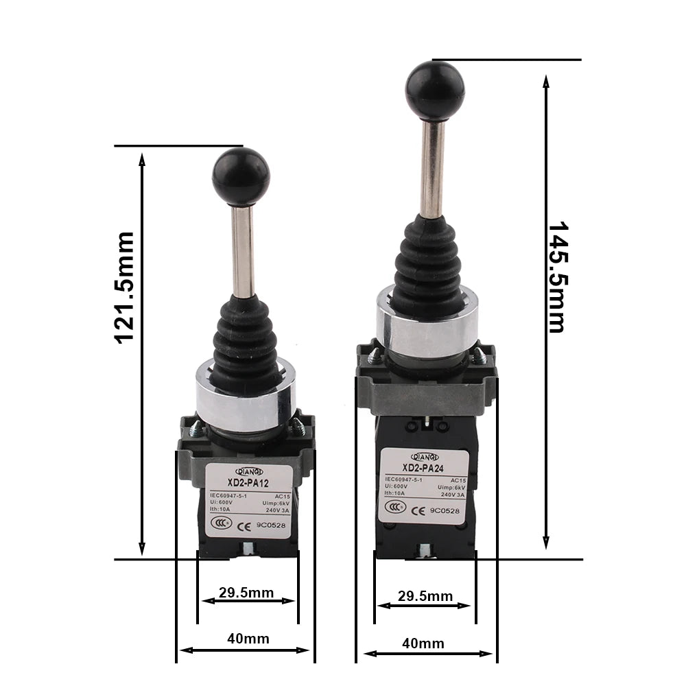 2NO 2 Position Latch XD2-PA12 PA14 Rocker Joystick Controller Spring Return Rotary Cross Switches Reset PA22 PA24 4NO 4Position