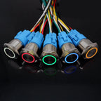 5pcs Metal Push Button Switch Ring Lamp 16mm 19mm 22mm Waterproof LED Light On Off Momentary Latching 5v 12v 24v 220v Red Blue