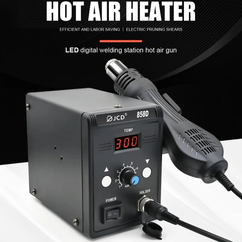 JCD 858D Hot Air Gun Welding Station LED Display 700W Adjustable Temperature BGA Rework Station Heat Gun Welding Tool EU/US/EUBR