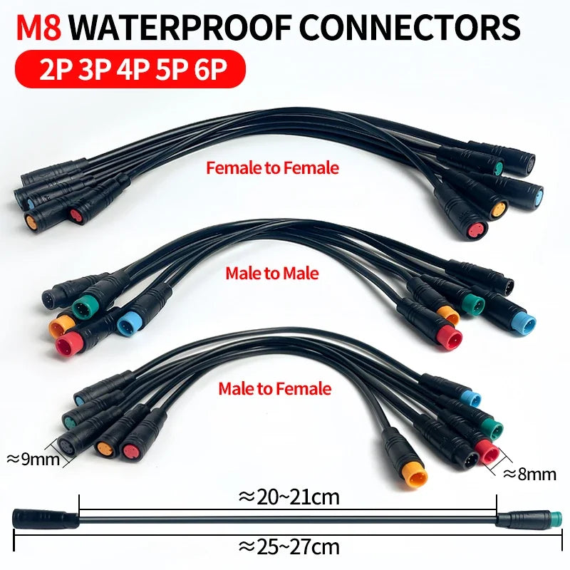 4Pcs M8 IP67 Waterproof Sensor Cable Connector 2 3 4 5 6 Pin Male Female Plug Socket 20cm Wire Extension Kit Industrial