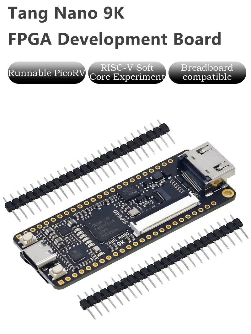 Tang Nano 9K FPGA Development Board GOWIN GW1NR-9 Chip Support RISC-V PicoRV Soft Core HDMI Output Breadboard