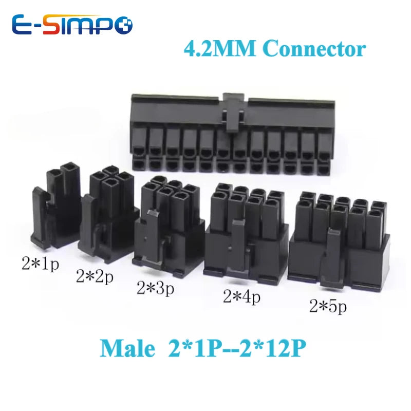 10Pcs 5557 4.2mm Black Automotive Connector Male Plug Housing 2*1Pin-2*12Pin for PC/Computer Graphics Card PCI-E Power