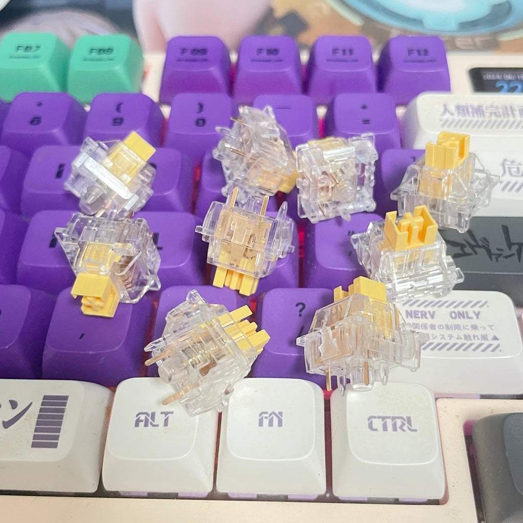 Outemu Silent Switch Crystal Clear PeachV3 LemonV3 Mechanical Keyboard 5Pin Linear Tactile Mute Switchs Transparency Shell Lubed