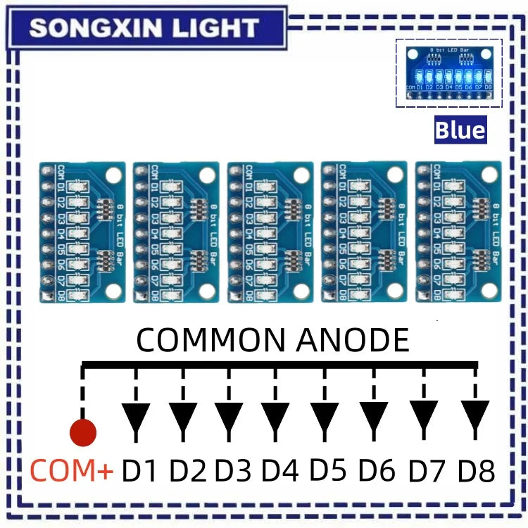 3-24V 8 Bit Blue/Red Common anode/cathode LED indicator Module Breadboard starter kit Board for MCU ARM 3d printer UNO MEGA2560