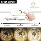 1-5M 5V USB LED Cabinet Light 320LEDs/M LED COB Strip Light Touch Sensor Dimmable Flexible Tape for DIY Backlight Decor Lighting