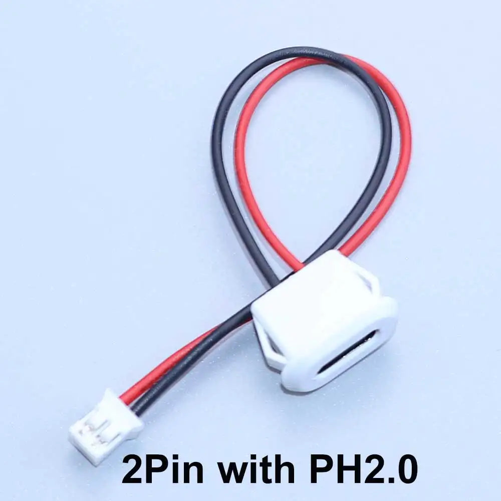 2/4/6Pin USB-C Type-C Waterproof Connector Charger Jack Direct Compression Female Socket Charging Interface With PH2.0 Terminal