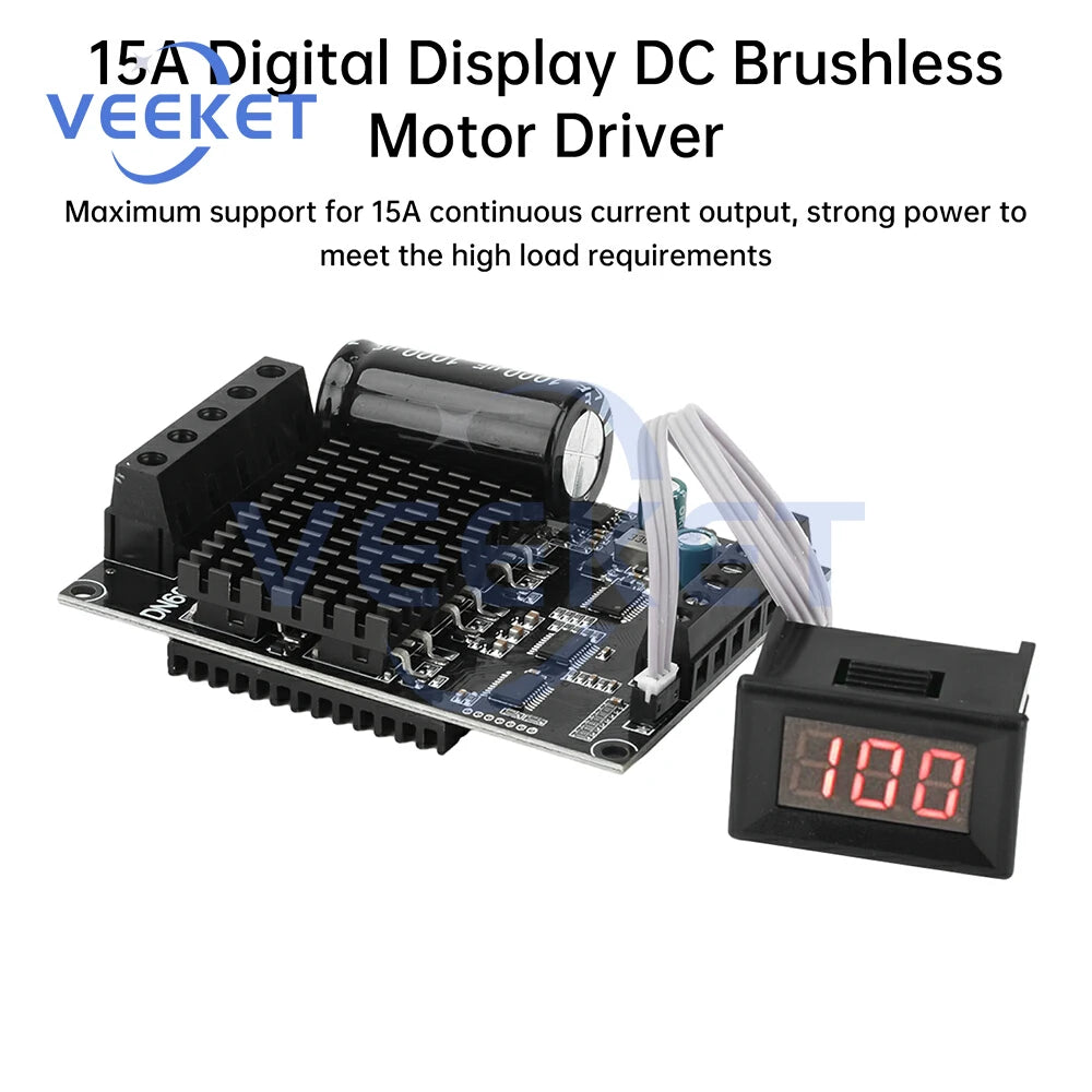 DC 6-80V BLDC Three Phase DC Brushless Motor Controller PWM High Power 1600W 20A Hall Motor Control Driver Board Motor Regulator