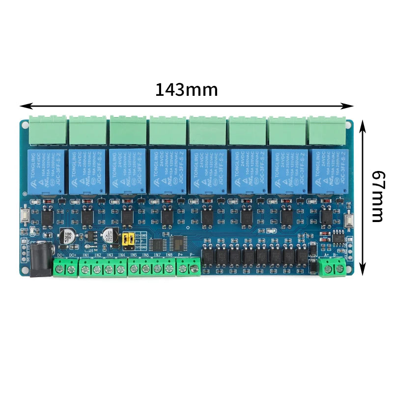 Modbus RTU 1 2 4 8 Channel Way relay module 5V 12V 24V Switching Switch Input/output RS485/TTL Communication