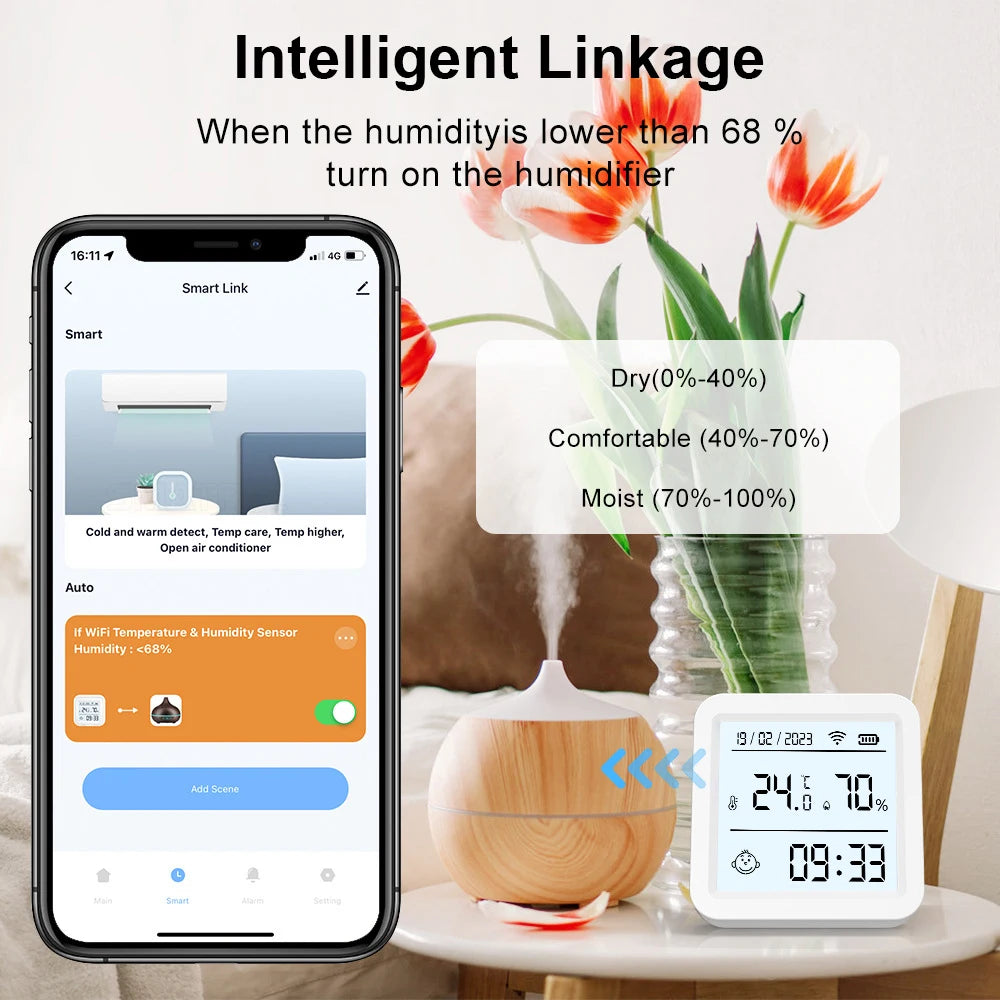 Tuya WIFI Temperature and Humidity Sensor Hygrometer Thermometer with/No LCD Display Indoor Support Alexa Google Assistant