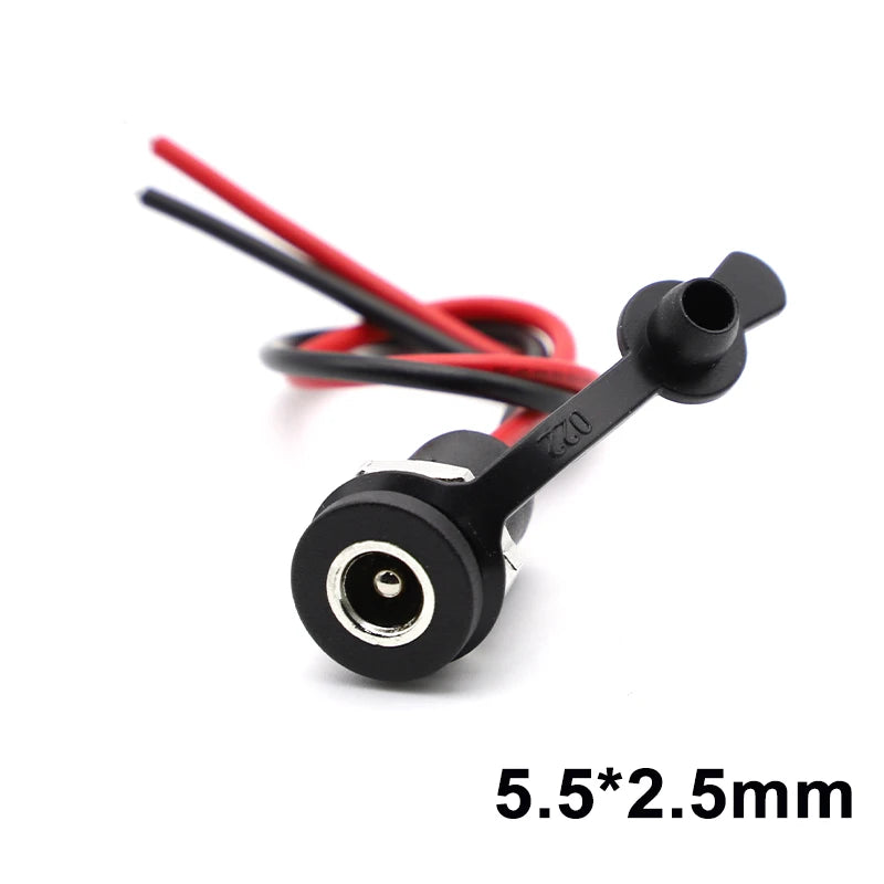 1pcs Battery DC Power plug connector DIY dc waterproof jack female socket 5.5 X 2.1 mm 5.5X2.5mm with Wire Waterproof cap
