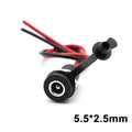 1pcs Battery DC Power plug connector DIY dc waterproof jack female socket 5.5 X 2.1 mm 5.5X2.5mm with Wire Waterproof cap