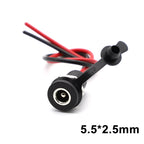 1pcs Battery DC Power plug connector DIY dc waterproof jack female socket 5.5 X 2.1 mm 5.5X2.5mm with Wire Waterproof cap